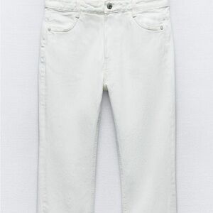ZARA MID WAIST TRF CAPRI JEANS White Size 46